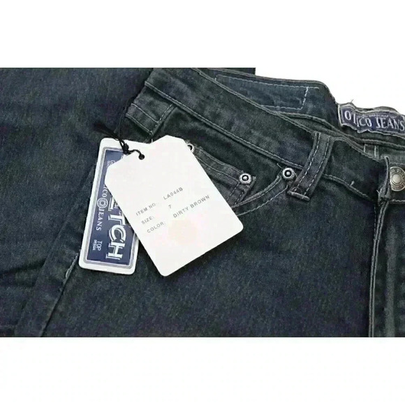 NWT Waist Size 29 Y2K Dark Wash Lace Up Flower Denim Flared Jeans Festival Boho - Picture 4 of 9